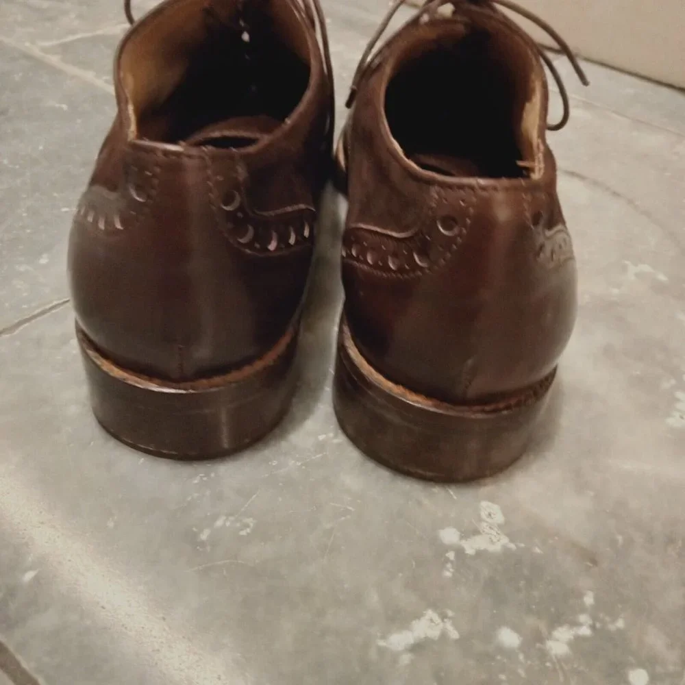Made In Italy Brown Leather Laceup Brogue Shoes Size 38 or 7 Innovare - Picture 8 of 9